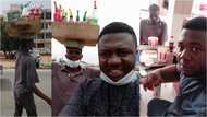 Gh man uses part of his salary to have lunch with physically challenged hawker, wow photos emerge