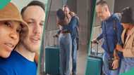 Lady welcomes her white boyfriend to Nigeria, shows him love in front of many at the airport, video goes viral