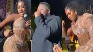 GMAUK21: Medikal 'faints' behind Fella Makafui while grinding her backside on stage; video pops up