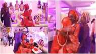 Obroni groom crashes to the floor at wedding while trying to carry his bride, video sparks reactions