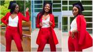 Pretty lady spreads legs as she drops graduation photos; peeps gush over her