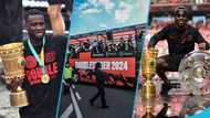 Jeremie Frimpong and Victor Boniface dance to Buk Bak's Kolom at Bayer Leverkusen's victory parade, video