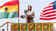 Ghanaians go gaga online over the use of 'fake' kente for Kamala Harris' stage design