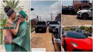 GH couple Why Fynn and Nadia Adongo shut down the streets of Accra with expensive convoy of luxury cars (photos)