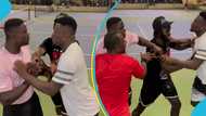 Freezy Macbones and Asamoah Gyan's fake fight on the tennis court sparks reactions, hilarious video goes viral