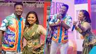 Asamoah Gyan's melodious voice excites Nana Ama McBrown as he performs his favourite gospel song on TV