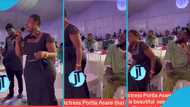 Ypee stares at Portia Asare as she speaks at event in funny video