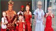 Photos of a Nigerian couple with 3 albino kids sparks buzz online, people react