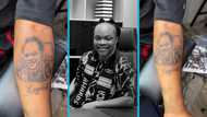 Daddy Lumba's staunch fan tattoos him on his arm, flaunts it in video