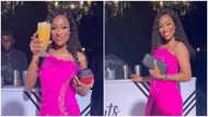 Tracy Osei causes a stir on social media with expensive glittering pink gown to Kennedy Osei's graduation party