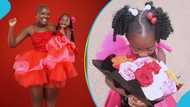 Island Frimpong@4: Fella Makafui's friends gift her daughter flowers and cake as she celebrates her birthday