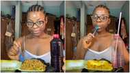 How it started vs how it ended -Pretty lady finishes full bowl of beans & sobolo; many react