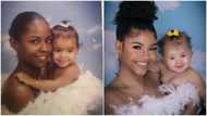 Lady recreates childhood photo of her and mum with own daughter 24 years later