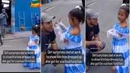 "Now I want a daughter": Little girl shows up at dad's workplace in fine blue dress, dances for him in sweet video