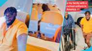Ghanaian man boards plane wearing 'syto' school uniform to surprise his family in the USA: "Fashion is calculation"