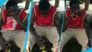 Video of Ghanaian man eating bread with Taabea Herbal Mixture goes viral: "Broken heart can cause this"