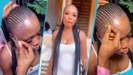 Ghanaians react as lady rocking cornrow transforms her look by fixing artificial baby hair in viral video: "It doesn't look bad"