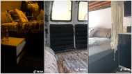 Ghanaian Woman converts van into a mobile home, wows netizens on social media