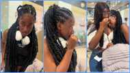 Ghanaian lady sheds tears at airport as she readies to travel abroad, bids touching farewell to relative