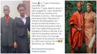 Young lady marries her secondary school classmate after 17 years, shares their 2004 graduation photos