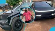 Rich Ghanaian man turns heads as he visits his mechanic with Tesla Cybertruck