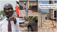 Hw3 fom, tiles nkoaa: Video of NDC serial caller Appiah Stadium's mighty mansion and cars causes stir online