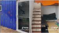 Ghanaian man shows his container house on his farm in Sunyani