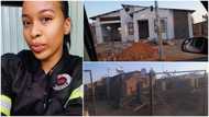 Grateful lady who vowed to build her mom a house fulfils promise, uses her salary to do it, shares photos
