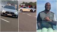 Ibrahim Mahama: GH millionaire skilfully drifts sleek Mercedes-Benz; folks scream in video