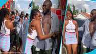 Pretty East Legon girls spot Ras Nene approach him and hug him in video