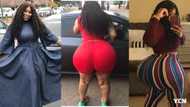 Year of Return lady with double of Moesha's backside causes another human traffic in Accra; fans chase her with their phones (photos, videos)