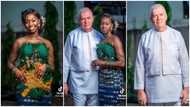 Pretty Ghanaian lady marries elderly 'obroni' man, wedding video causes stir online