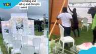 Beautiful outdoor setup and decor for wedding totally destroyed by storm in video: "May be a sign"