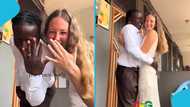 Ghanaian man marries white lady, couple happily show off rings: "Afa"