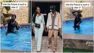 Stonebwoy gets cheered on by his supportive wife as he dances in his pool