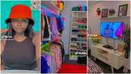 Lady designs room like "palace", uses interior decor skill to arrange TV, bedframe, wardrobes & manages space