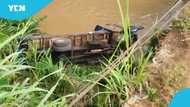 Two severely injured as Kia truck loaded with salt, falls off Wegbe bridge in Hohoe municipality