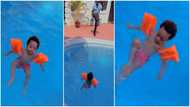 Money power: Regina Daniels’ 1-year-old son goes swimming inside large pool in video; world impressed