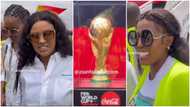 FIFA World Cup 2022: McBrown, Nana Aba storm airport to welcome golden trophy in Ghana, videos emerge