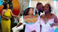 Ghanaian bride Jane looks mesmerising as she stuns in a ruffled off-shoulder kente for her lavish wedding