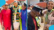 Ghanaian lady honours dad at her graduation, dresses him in her graduation robe: "Responsible man"