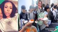 Lady and her friend share jollof rice to the whole school, Oyinbos rush them with plates in video