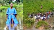 'Strange' photo of brave students sitting in KNUST Bibini River causes stir: “Aren't they afraid?”