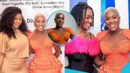 Fella Makafui looks regal in an orange kente gown with floral appliqué to her Resonance movie premiere