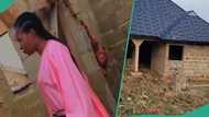 Young Nigerian lady celebrates her uncompleted building, shows her progress