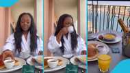 Jackie Appiah looks ravishing in her natural state as she enjoys breakfast