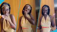 Hajia Bintu turns heads in a one-piece crochet swimsuit, flaunts fine legs in video