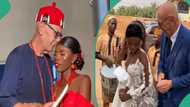 Lady gets married to elderly white man, rocks trendy outfits, peeps react: "Hustle is hustle"