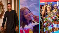 Sweet moment as Kofi Adoma rests on his wife's chest as she praised God, video warms hearts