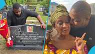 John Dumelo pays emotional visit to late mother’s grave two years on, leaves flowers